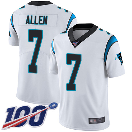 Carolina Panthers Limited White Youth Kyle Allen Road Jersey NFL Football #7 100th Season Vapor Untouchable